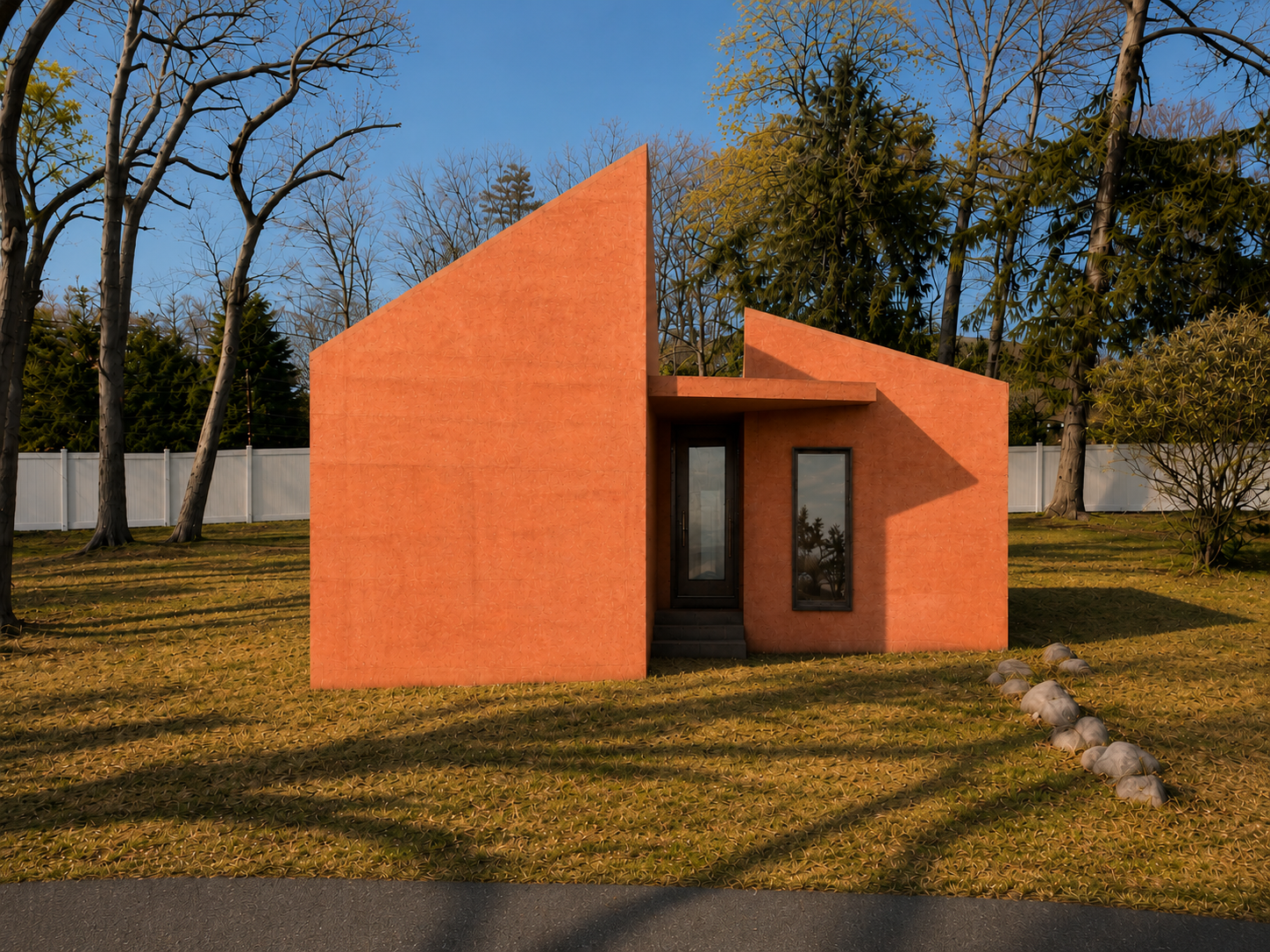 Entrance view · warm-toned exterior study